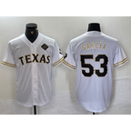 Texas Rangers #53 Adolis Garcia White Gold JEROMEN Cool Base Stitched Jersey