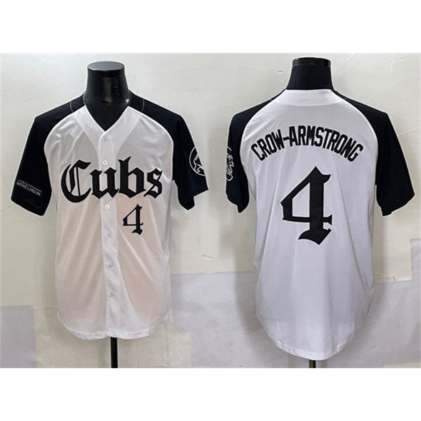 Chicago Cubs #4 Pete Crow-Armstrong White JEROMEN Black 'Gothic North Side Edition' Vapor Premier Limited Stitched Jersey