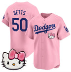 Los Angeles Dodgers #50 Mookie Betts Pink JEROMEN 2025 Hello Kitty Vapor Limited Stitched Jersey