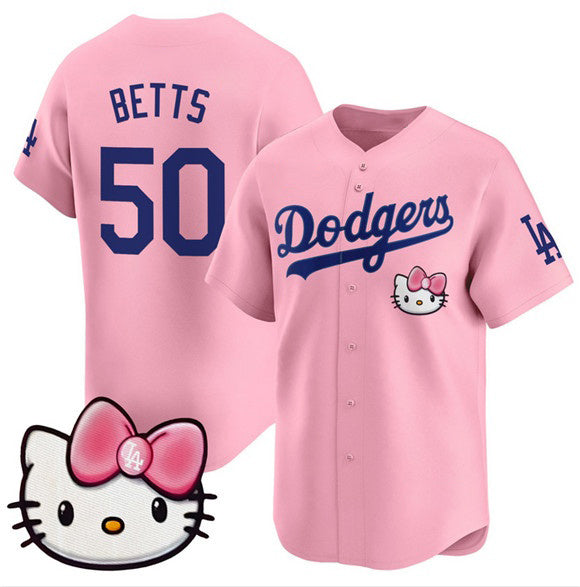 Los Angeles Dodgers #50 Mookie Betts Pink JEROMEN 2025 Hello Kitty Vapor Limited Stitched Jersey