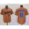 Los Angeles Dodgers #8 Kike Hernandez Number Olive JEROMEN Cool Base Limited Stitched Jerseys
