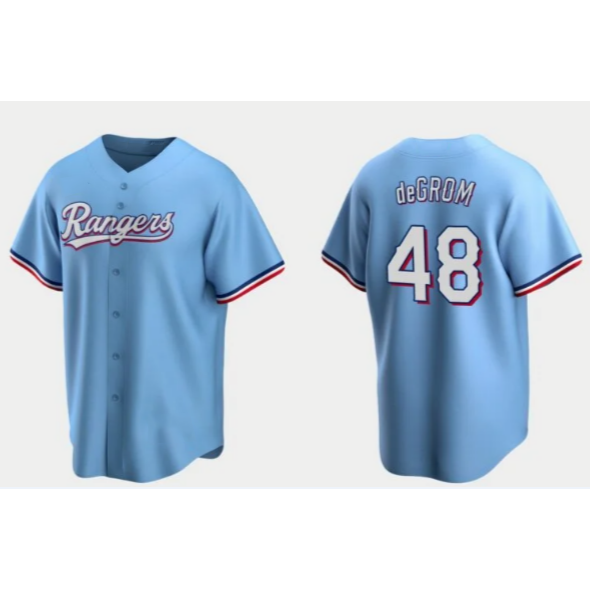 Texas Rangers #48 Jacob deGrom Light Blue JEROMEN Cool Base Stitched Jersey
