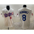Los Angeles Dodgers #8 Enrique Hern¨¢ndez White JEROMEN With American Flag Patch Limited Stitched Jersey