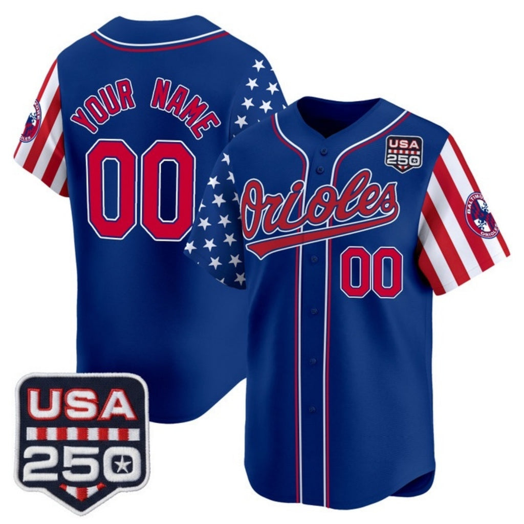 Custom Baltimore Orioles America 250 Edition Vapor Premier Limited Royal JEROMEN Stitched Jerseys