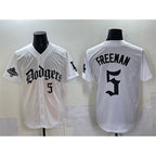 Los Angeles Dodgers #5 Freddie Freeman White JEROMEN 2025 LA Gothic Style With 2024 World Series Champions Patch Vapor Premier Limited Stitched Jersey