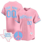 Custom Houston Astros  Love Street & Peace Sign Patch Bubblegum Pink JEROMEN Vapor Premier Limited Jersey ¨C All Stitched