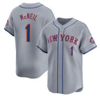 New York Mets #1 Jeff McNeil 2024 Gray JEROMEN Away Limited Stitched Jersey