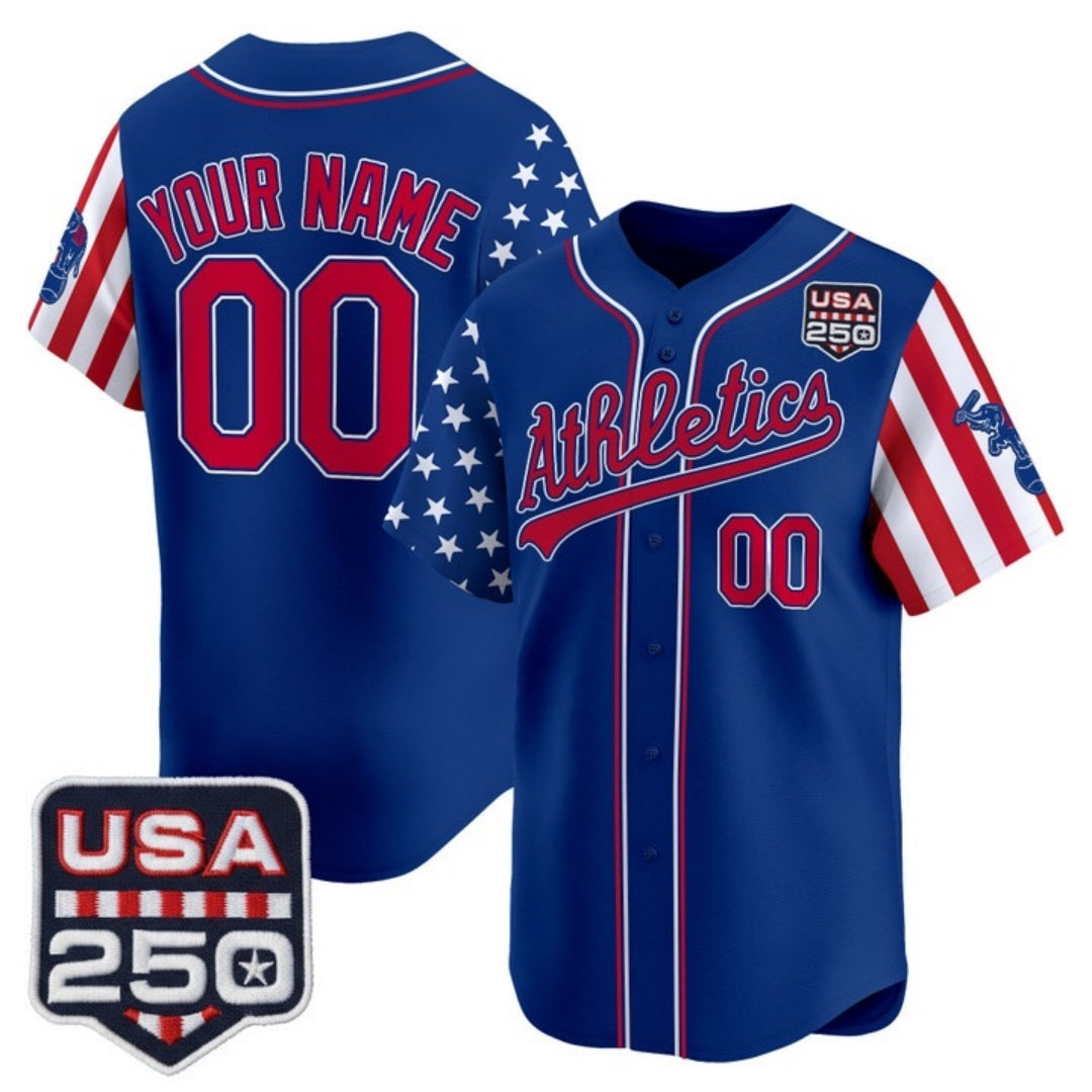 Custom Oakland Athletics America 250 Edition Vapor Premier Limited Royal JEROMEN Stitched Jerseys