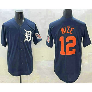 Detroit Tigers #12 Casey Mize Navy JEROMEN Alternate With Patch Cool Base Stitched Jersey