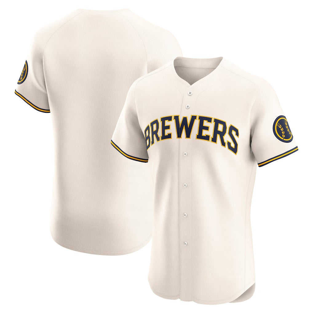 Milwaukee Brewers Cream JEROMEN Home Elite Jersey