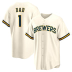 Milwaukee Brewers #1 Dad White JEROMEN Home Replica Jersey