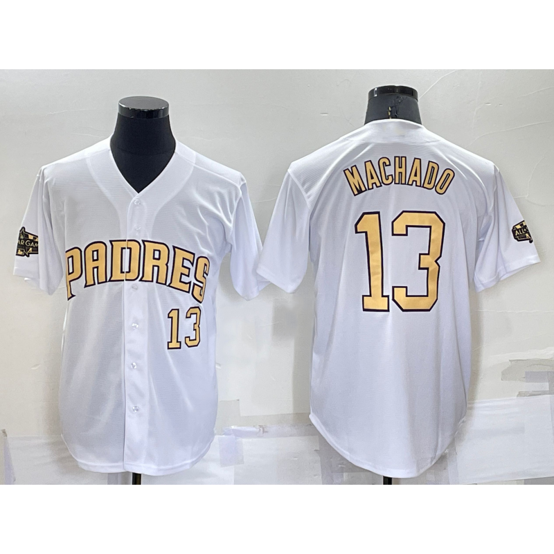 San Diego Padres #13 Manny Machado Number White JEROMEN 2022 All Star Stitched Cool Base Jersey