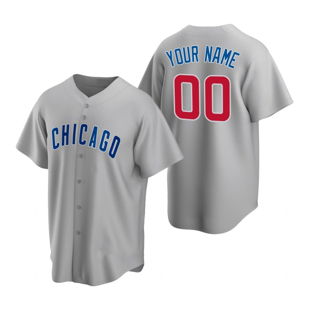 Custom Chicago Cubs Gray JEROMEN Stitched Cool Base Road Jersey