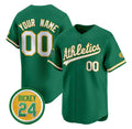 Custom Oakland Athletics Active Player Green JEROMEN Rickey Henderson Patch Vapor Premier Limited Stitched Jersey