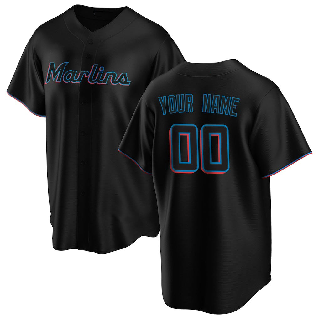 Custom Miami Marlins Black JEROMEN Alternate Replica Jersey