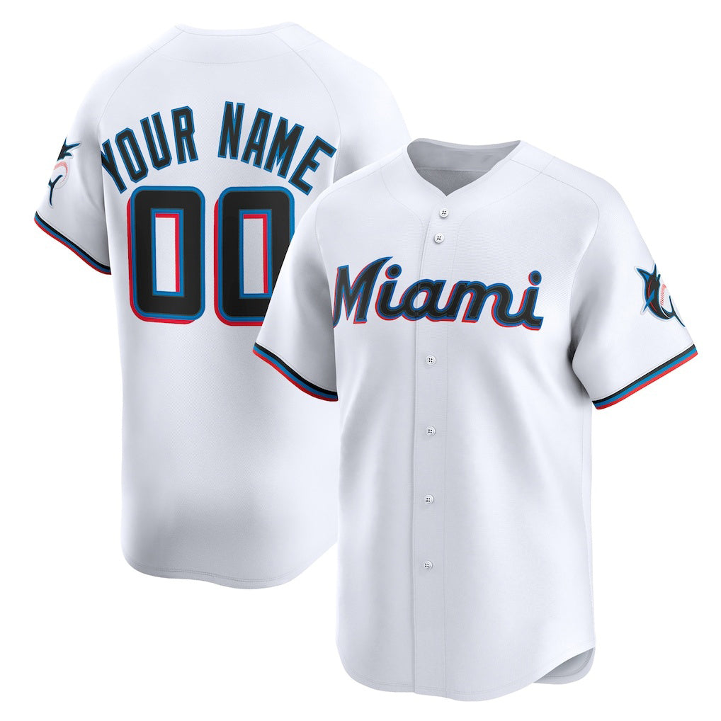 Custom Miami Marlins White JEROMEN Home Limited Jersey