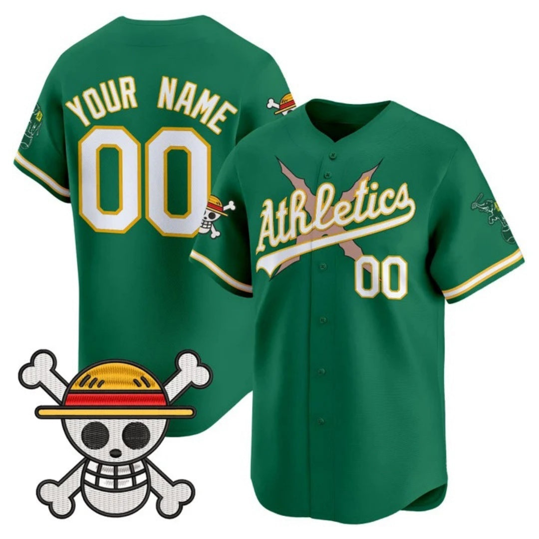 Custom Oakland Athletics x One Piece Green JEROMEN Vapor Premier Limited Jersey - Stitched