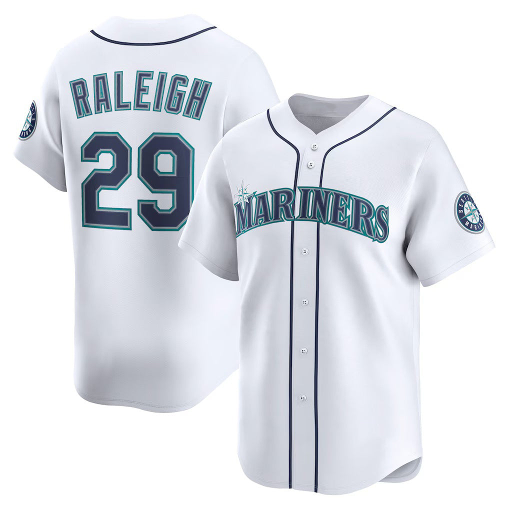 Seattle Mariners #29 Cal Raleigh White JEROMEN Home Limited Player Jersey