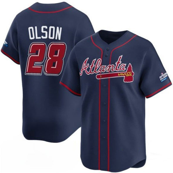 Atlanta Braves #28 Matt Olson Navy JEROMEN 2025 Speedway Classic Alternate Limited Stitched Jersey