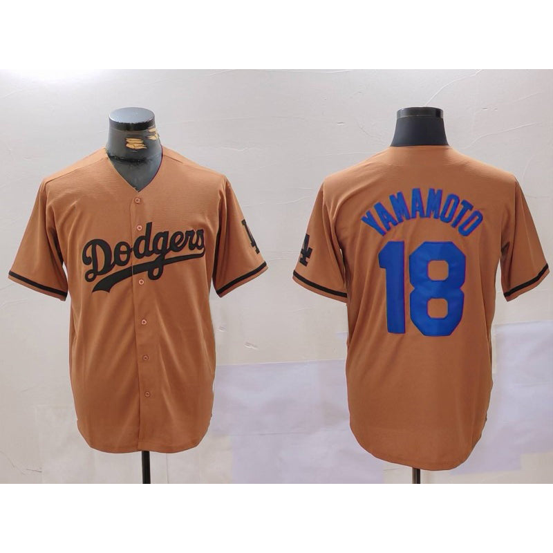 Los Angeles Dodgers #18 Yoshinobu Yamamoto Olive JEROMEN Cool Base Limited Stitched Jersey