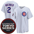 Chicago Cubs #2 Nico Hoerner White JEROMEN 2025 World Tour Tokyo Series Home Stitched Jersey