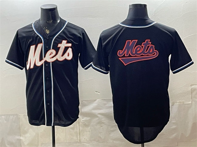 New York Mets Team Big Logo 2026 Fashion Replica Black JEROMEN Out Stitched Jersey