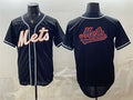 New York Mets Team Big Logo 2026 Fashion Replica Black JEROMEN Out Stitched Jersey