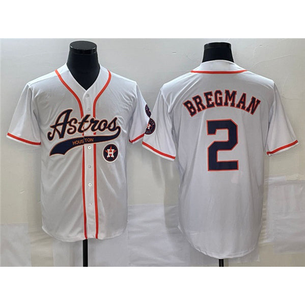 Houston Astros #2 Alex Bregman White JEROMEN With Patch Cool Base Stitched Jersey