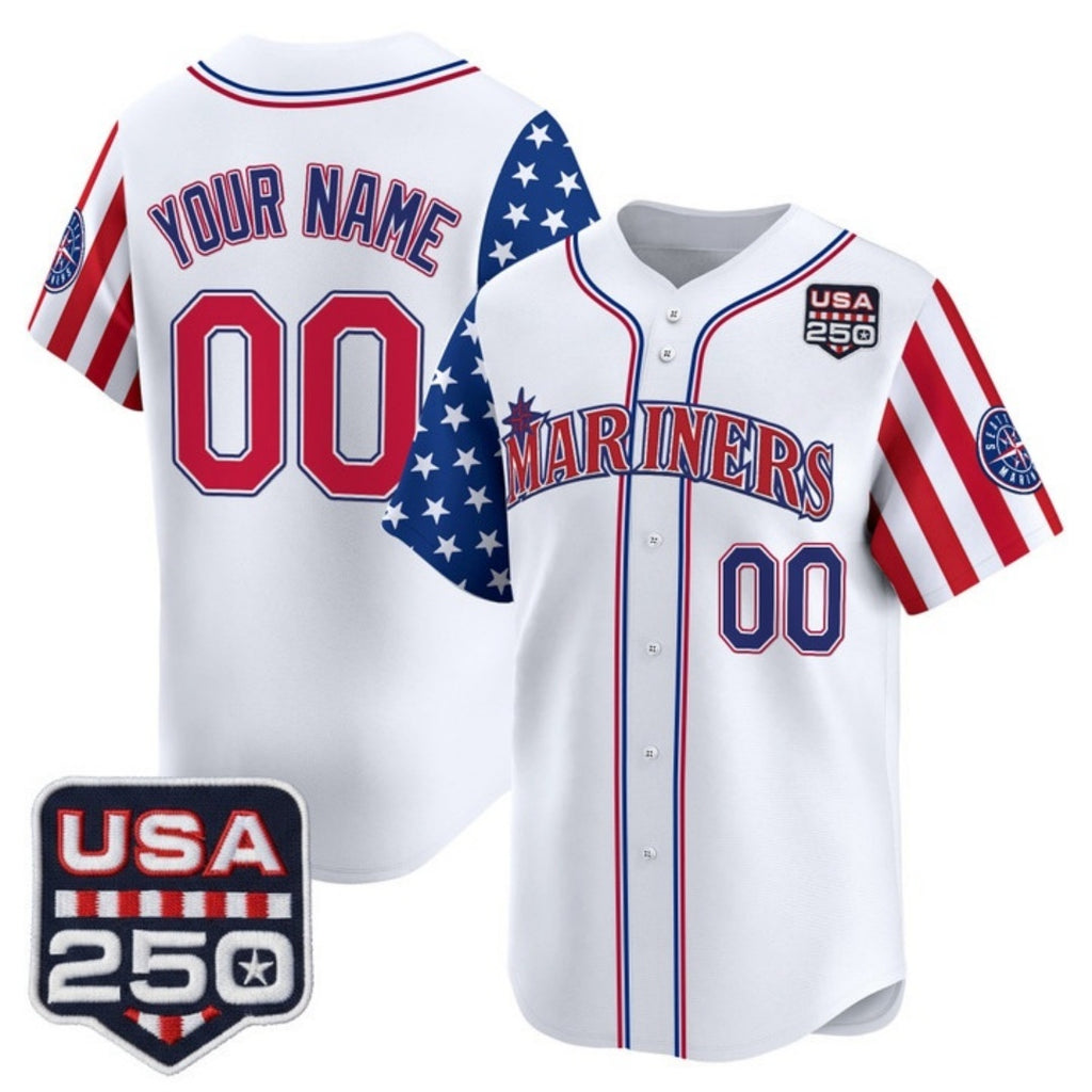 Custom Seattle Mariners America 250 Edition Vapor Premier Limited White JEROMEN Stitched Jerseys