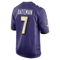 B.Ravens #7 Rashod Bateman Purple JEROMEN Game Player Jersey