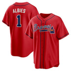 Atlanta Braves #1 Ozzie Albies Red JEROMEN Alternate 2 Replica Jersey