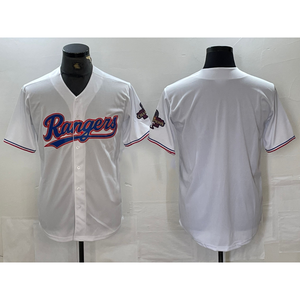 Texas Rangers Bank White JEROMEN 2023 World Series Champions Cool Base Jersey