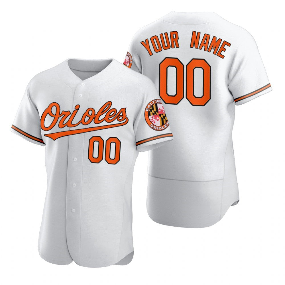 Custom Baltimore Orioles White JEROMEN 2020 Stitched Flex Base Jersey