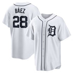 Detroit Tigers #28 Javier Baez White JEROMEN Home Replica Player Jersey