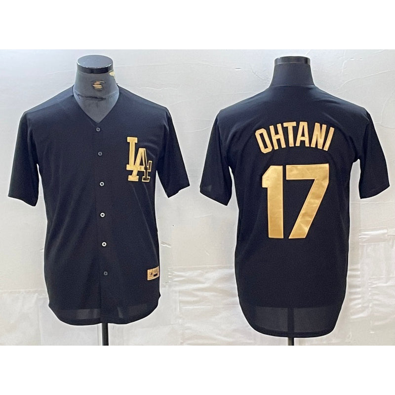 Los Angeles Dodgers #17 Shohei Ohtani Black Gold JEROMEN Cool Base Stitched Jersey