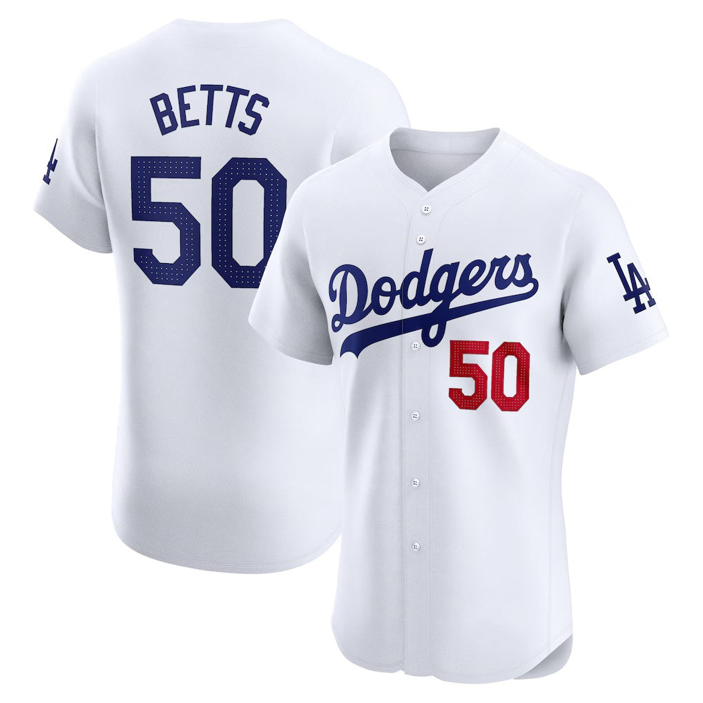 Los Angeles Dodgers #50 Mookie Betts White JEROMEN Home Elite Jersey