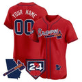 Custom Atlanta Braves 2024 Spring Training & Georgia Patch Vapor Premier Elite Jersey ¨C Red JEROMEN