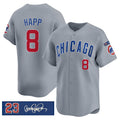 Chicago Cubs #8 lan Happ Gray JEROMEN 'Ryne Sandberg Tribute' Vapor Limited V3 Stitched Jersey