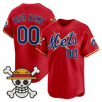 Custom New York Mets x One Piece Red JEROMEN Vapor Premier Limited Jersey - Stitched