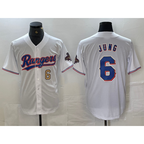Texas Rangers #6 Josh Jung Number White JEROMEN 2023 World Series Champions Cool Base Jerseys