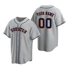 Custom Houston Astros Gray JEROMEN Stitched Cool Base Road Jersey