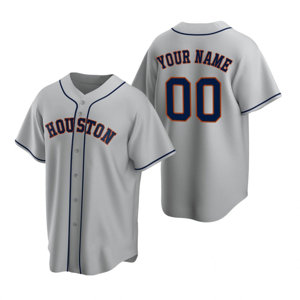Custom Houston Astros Gray JEROMEN Stitched Cool Base Road Jersey