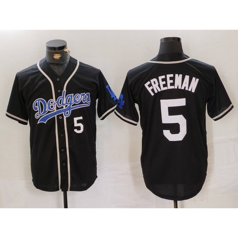 Los Angeles Dodgers #5 Freddie Freeman Number Black JEROMEN Cool Base With Patch Stitched Jerseys