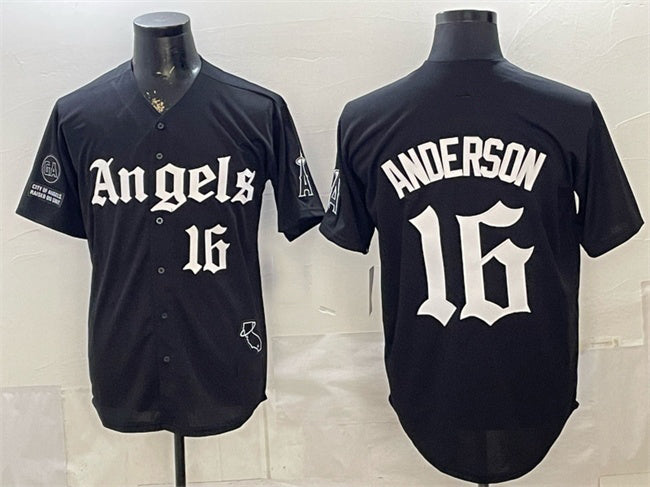 Los Angeles Angels #16 Garret Anderson Black JEROMEN 'Gothic Halo Edition' Vapor Limited Stitched Jersey