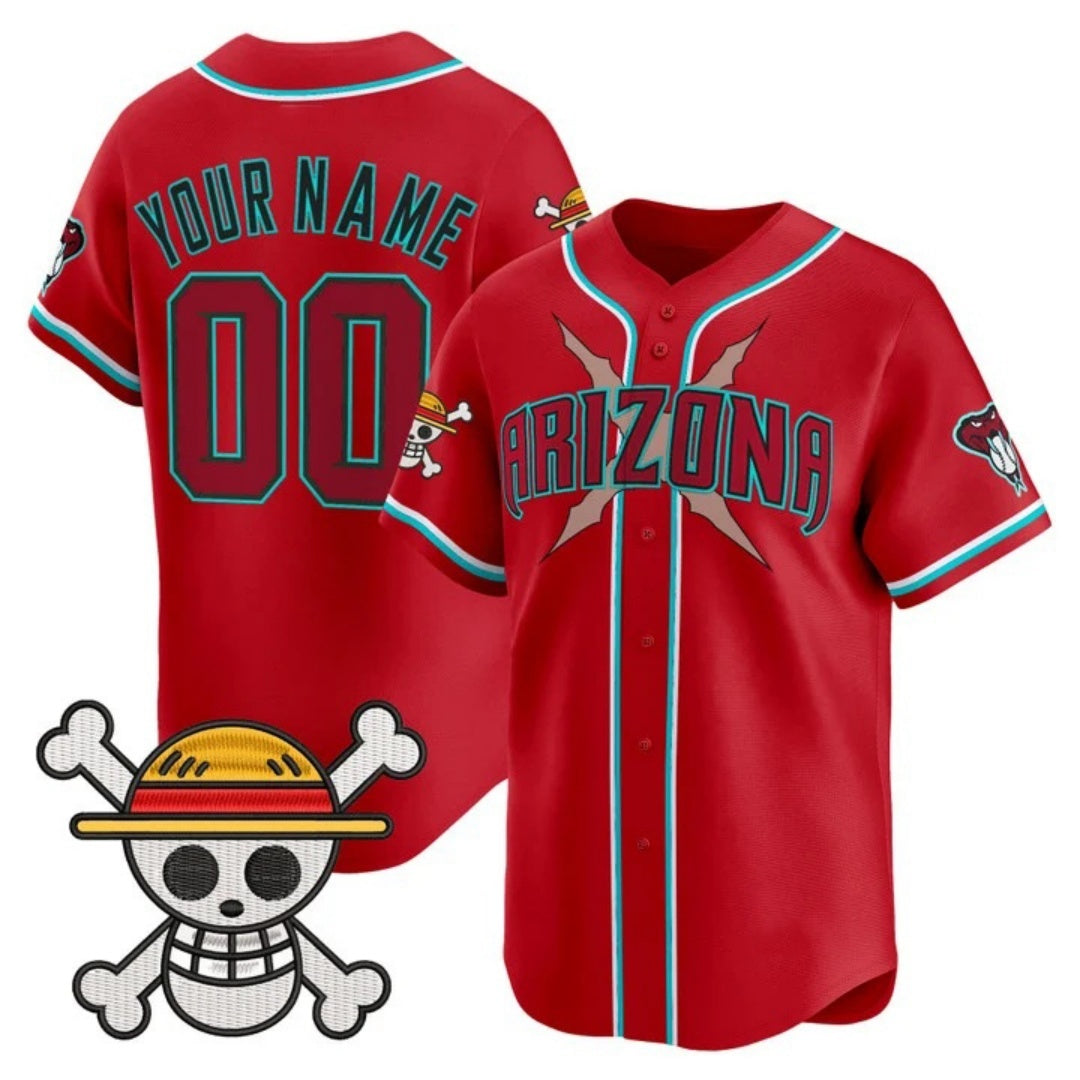 Custom Arizona Diamondbacks x One Piece Red JEROMEN Vapor Premier Limited Jersey - Stitched