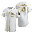 Custom Toronto Blue Jays White JEROMEN Stitched Flex Base Golden Edition Jersey