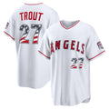 Los Angeles Angels #27 Mike Trout White JEROMEN USA 250 Fourth of July Home Stadium Jersey