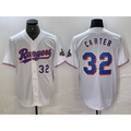 Texas Rangers #32 Evan Carter Number White JEROMEN 2023 World Series Champions Cool Base Jerseys
