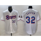 Texas Rangers #32 Evan Carter Number White JEROMEN 2023 World Series Champions Cool Base Jerseys