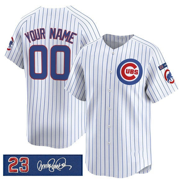 Custom Chicago Cubs Active Player White JEROMEN 'Ryne Sandberg Tribute' Vapor Limited V3 Stitched Jersey